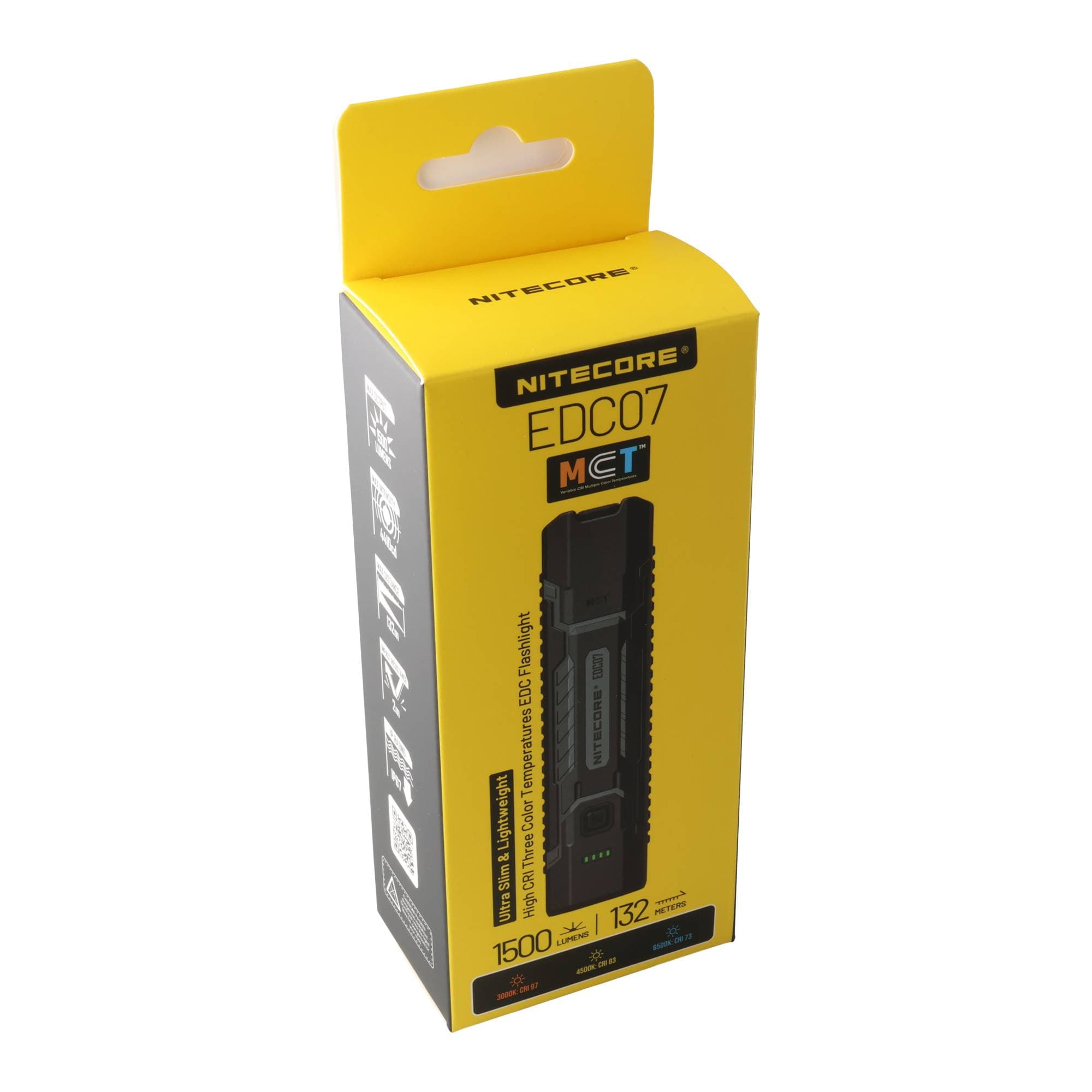 Lampe torche LED Nitecore EDC07 – 1500 lumens avec technologie MCT, noire