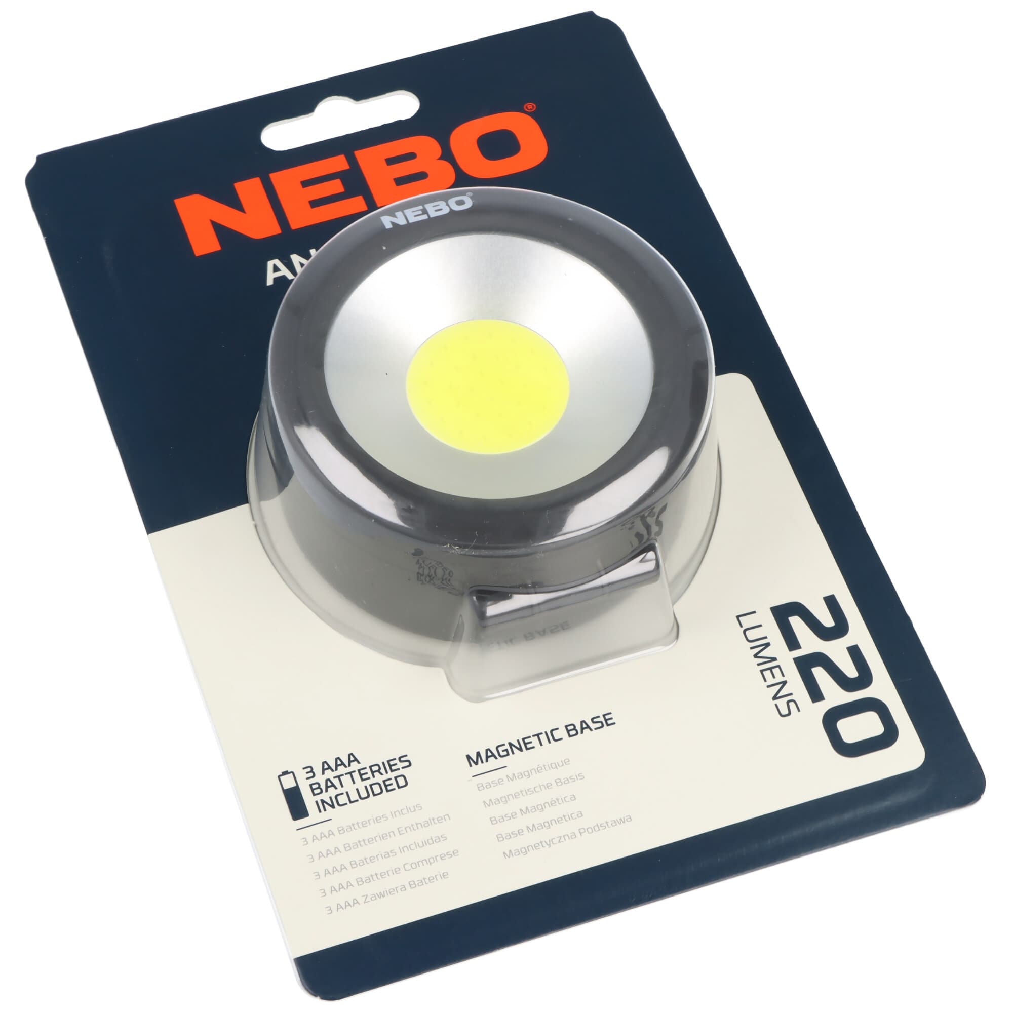 Lampe de travail LED NEBO ANGLE LIGHT avec aimant 220lm et 3,5h d'autonomie étanche IPX4