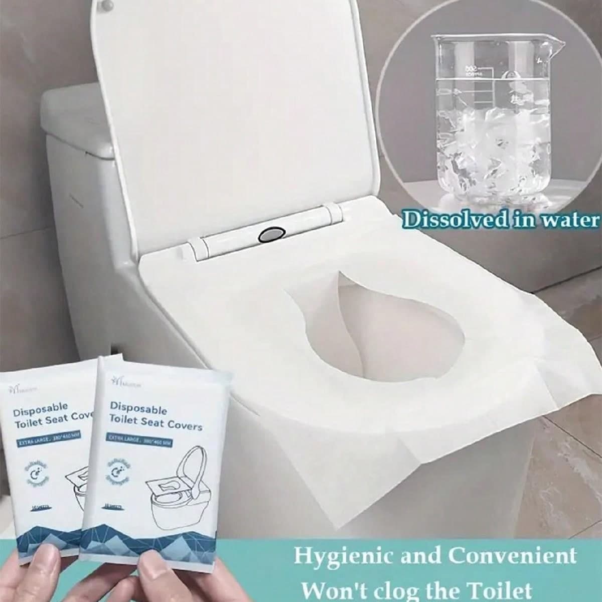 10/30/50 pièces Couvre-siège de toilette jetables, couvre-siège de toilette portable jetable et jetable pour voyages, couvre-siège de toilette en