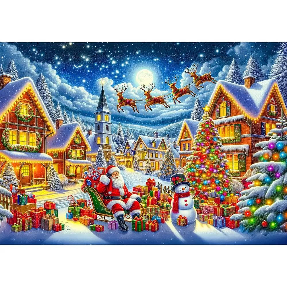 Puzzle 1000 pièces en bois : Le Voyage Joyeux du Père Noël