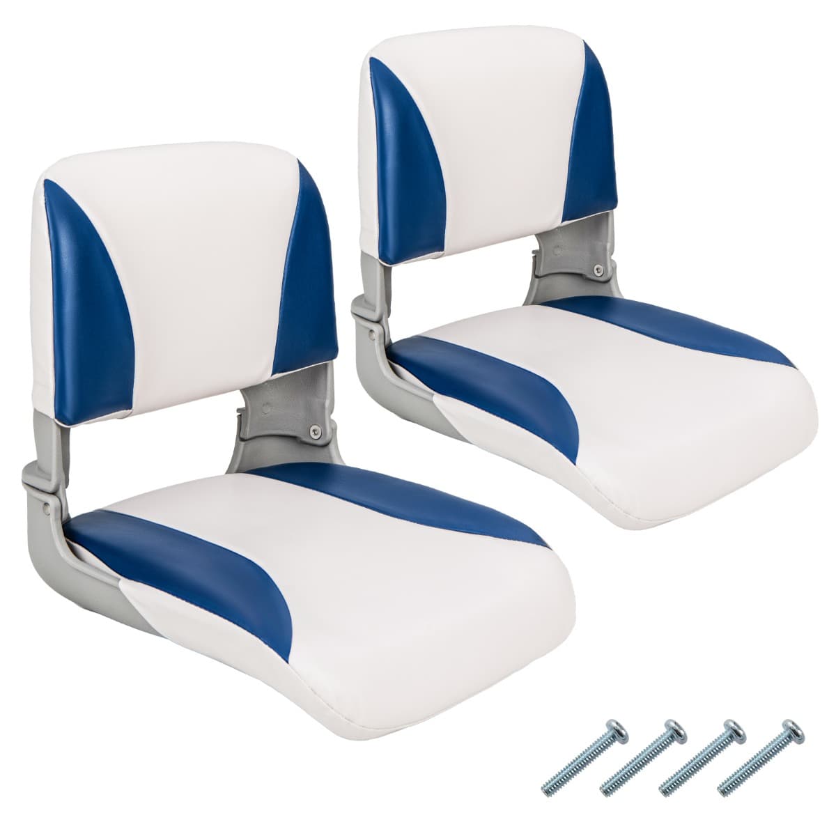 CostwaySiège de Bateau Rembourrée Rabattable Lot de 2 Siège de Pêche en Eponge Haute Densité avec 4 Boulons Housse en PVC Imperméable Bleu